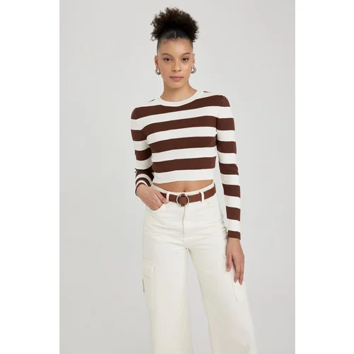 Defacto Cool Slim Fit Striped Crew Neck Sweater