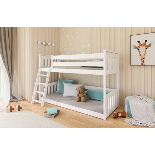 Drveni dečiji krevet na sprat kevin - beli - 180*80 cm Slike