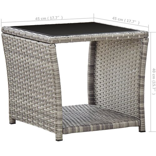  Stolić za kavu sivi 45 x 45 x 40 cm od poliratana i stakla Slike