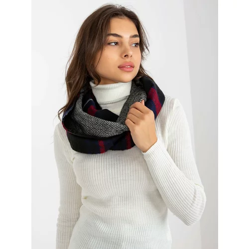 Fashion Hunters Ladies' navy blue and red neck warmer with a checked print