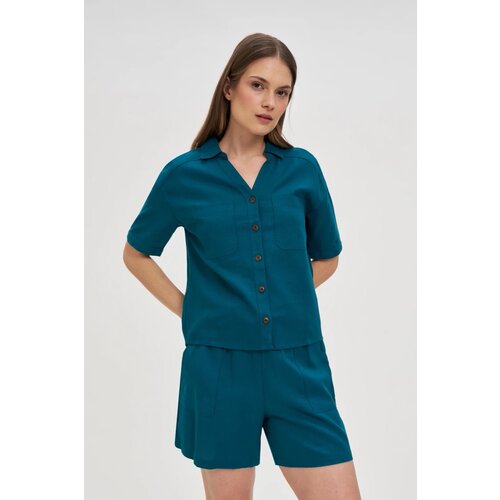 Marisse Green Viscose And Linen Shirt Cene
