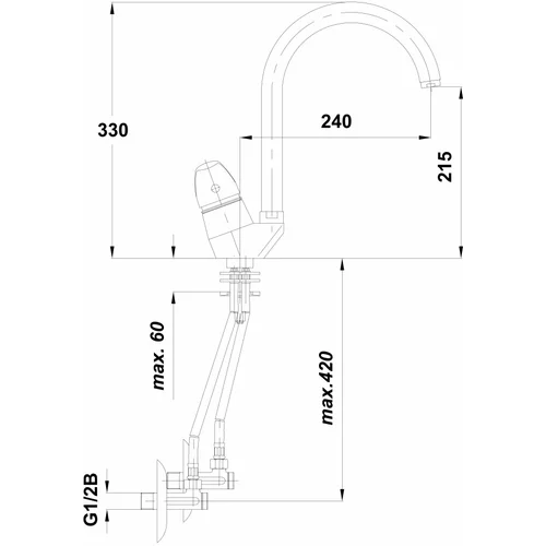  enoročna kuhinjska armatura Simpaty + kotni ventil (42800182)