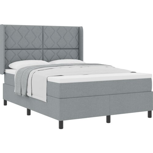 vidaXL Box Spring postelja z vzmetnico svetlo siva 140x200 cm tkanina, (22052115) Cene