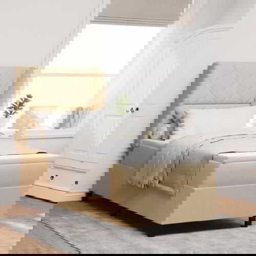 Box Spring Krevet s Du&amp;scaron;ekom - Krem 80x200 cm Tkanina Slike
