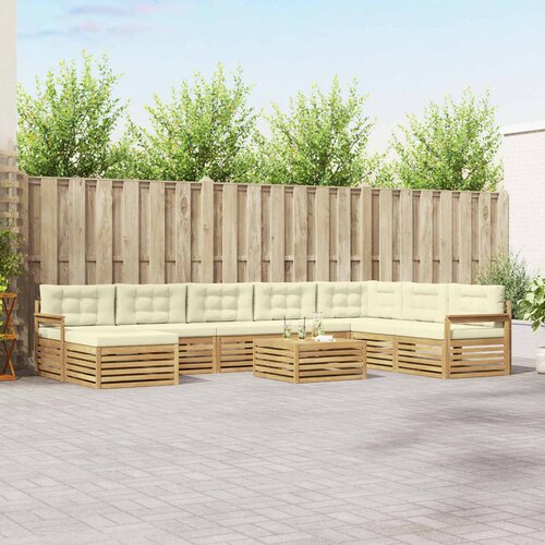  Set vanjskih sofa 9 kom. Bijela i krem Čvrsto drvo akacije Cijene