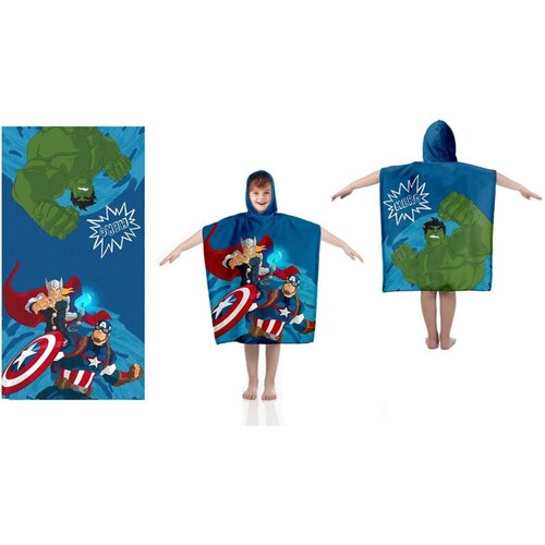 Avengers Pončo Avengers Towel za otroke Avengers Poncho Towel for Beach or Pool Poncho Bombažna brisača s kapuco Marvel (048AVG-PC), (20875740) Slike
