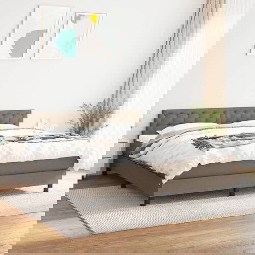  The Living Store Box spring postelja z vzmetnico taupe 160x200 cm blago - Box Spring Postelja, (21515009) Slike