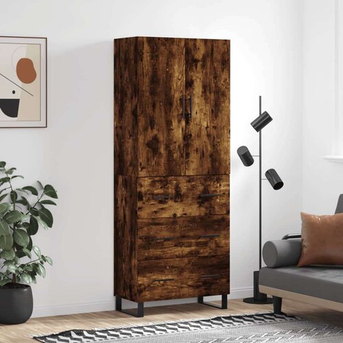 VidaXL Visoka komoda dimljeni hrast 69 5x34x180 cm konstruiranog drva Slike