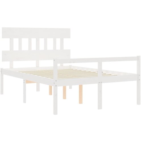  Krevet za starije s uzglavljem bijeli mali bračni masivno drvo Slike