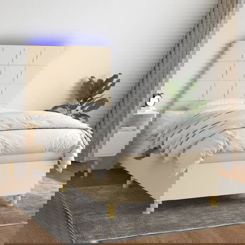 vidaXL Krevet box spring s madracem LED krem 80 x 200 cm od tkanine Cijene