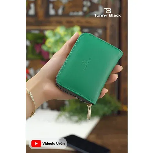 Tonny Black Original Women's Card Holder coin compartment with a zipper compartment. Comfort Model. Stylish Mini Wallet with Card Holder Green.