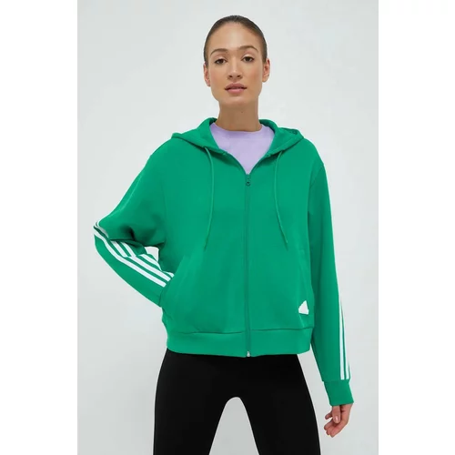 Adidas Dukserica za žene, boja: zelena, s kapuljačom, s aplikacijom