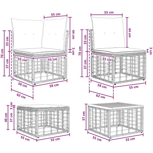  Set vanjskih sofa 5 kom. Crna i tamno siva Poliester Slike