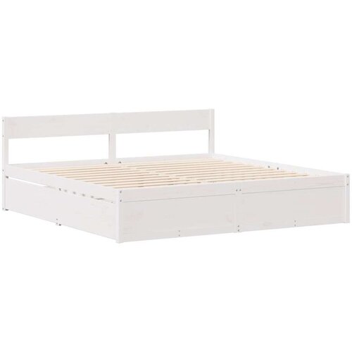 VidaXL okvir kreveta bez madraca bijeli 200x200 cm od masivne borovine Slike