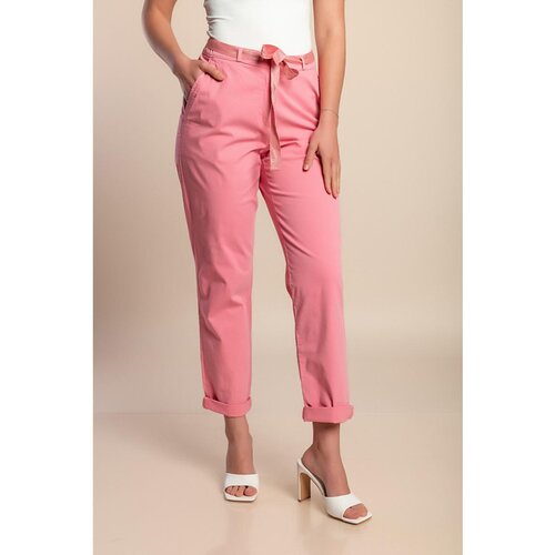 Fenzy Plus Size Bombažne Hlače, Roza Cene