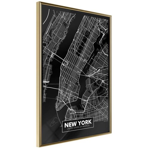  Poster - City Map: New York (Dark) 40x60 Slike