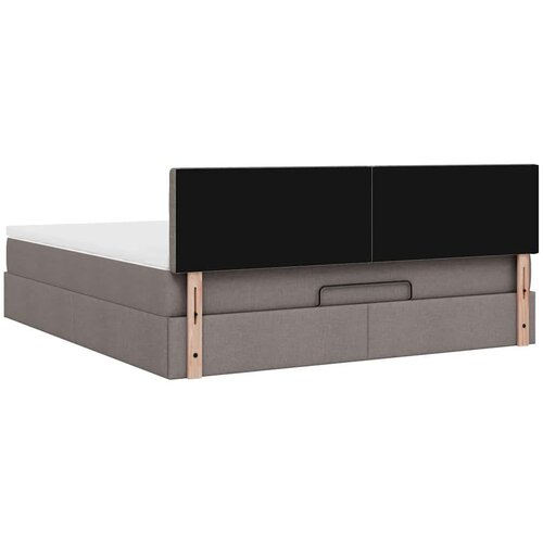 VidaXL otomanski krevet s madracem i LED smeđesivi 160x200cm tkanine Slike