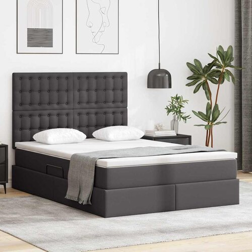  Krevet s od storage s madracem Siva 140 x 200 cm Lažna koža Cijene