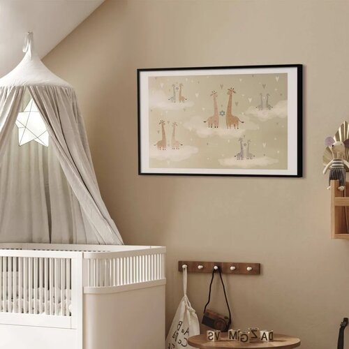  Plakat - Loving Giraffes 60x40 Crni okvir s margom Slike