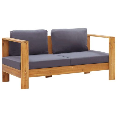 Klupa s jastucima 140 cm od masivnog bagremovog drva siva Slike