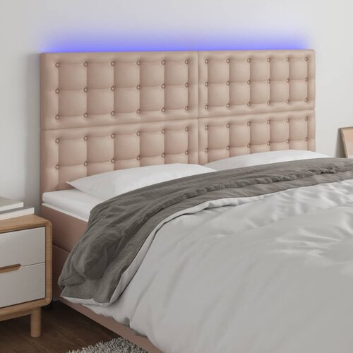 The Living Store led posteljno vzglavje kapučino 180x5x118/128 cm umetno usnje - led vzglavje, (21657870) Slike