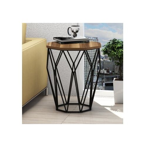 Woody Fashion sofya - walnut walnutblack side table Cene