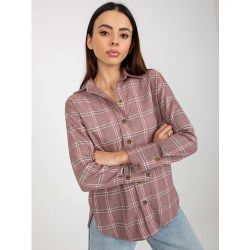 Fashion Hunters Dark pink lady's plaid shirt with viscose