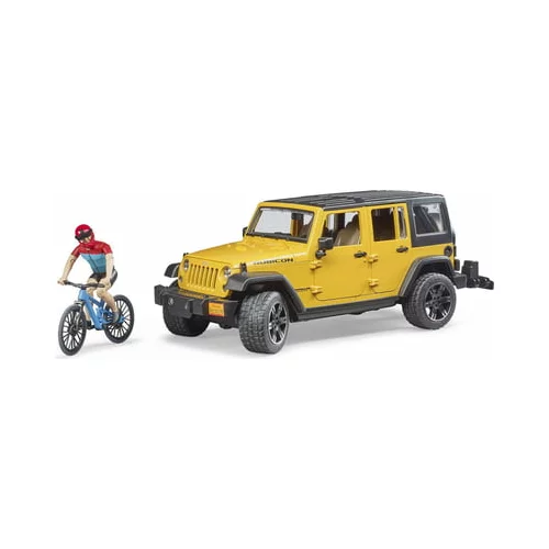 Bruder Jeep Wrangler Rubicon Unlimited z gorskim kolesom in kolesarjem