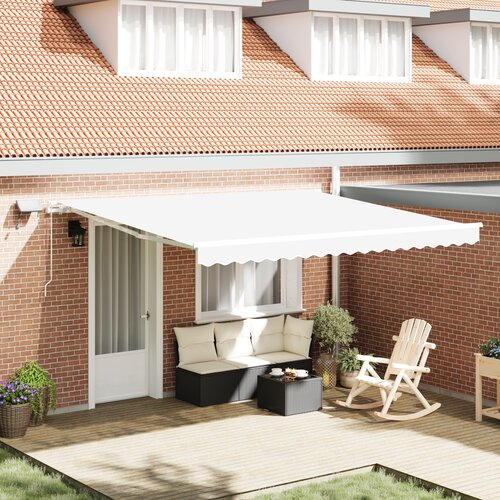 vidaXL ročna zložljiva tenda z led belo 400x300 cm, tenda nadomestna tkanina za okvir 4x3 m bela Cene