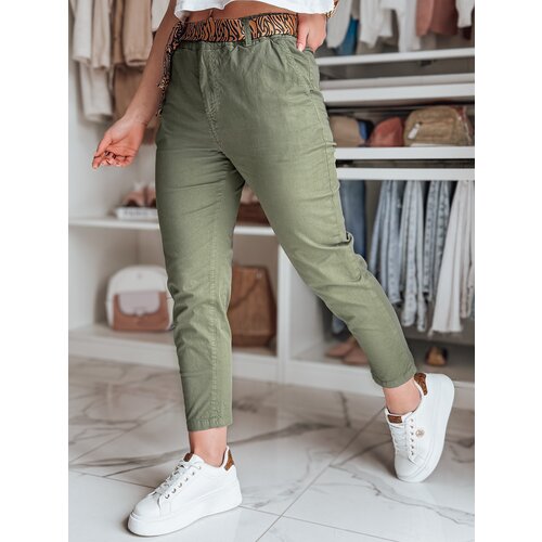 DStreet Spodnie damskie casualowe z paskiem MADELINA khaki Cene