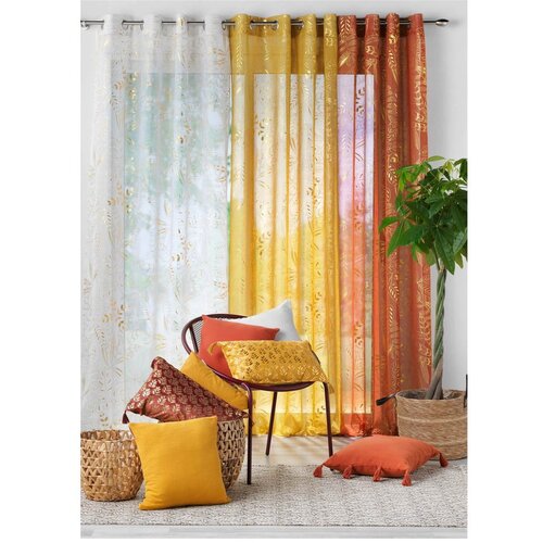 Douceur d int&amp;eacute;rieur Narančasta prozirna zavjesa 140x280 cm Belflor &amp;ndash; Slike