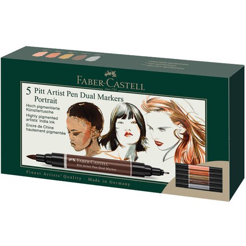 Marker obostrani Pitt artist 5boja Portrait india ink Faber Castell 162009 sortirano Cene