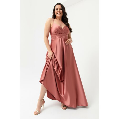 Lafaba Plus Size Evening Dress - Pink - Basic Slike