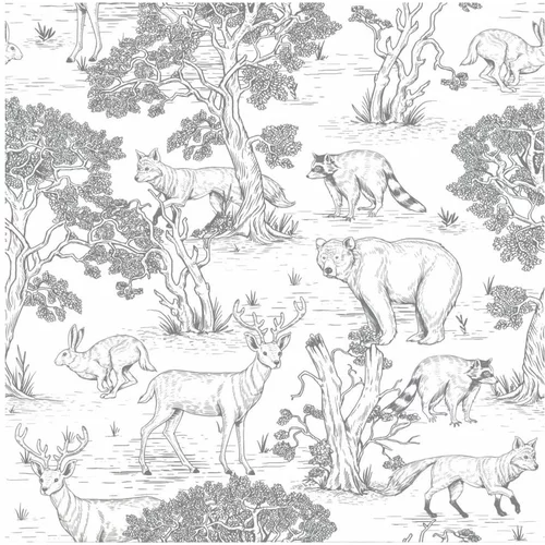 Dekornik Stenska tapeta z gozdnimi živalmi