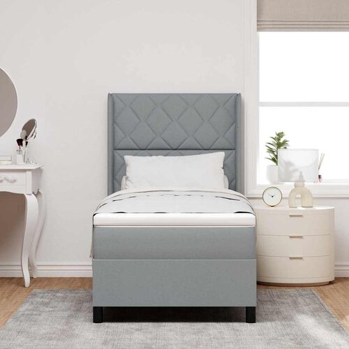  Krevet s opruga kutije Svijetlo siva 200 x 90 cm tkanina Slike