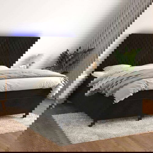  Box spring s madracem LED crni 140x200 cm bar&amp;scaron;un Slike