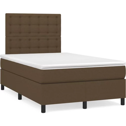 vidaXL Box spring postelja z vzmetnico temno rjav 120x200 cm blago, (20893956)
