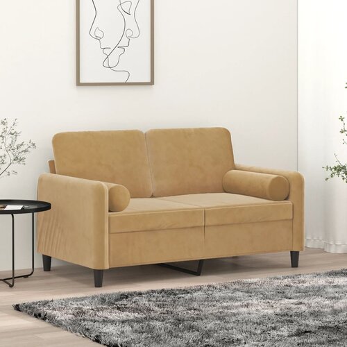 vidaXL kavč dvosed z okrasnimi blazinami rjav 120 cm žamet Cene