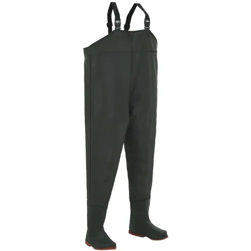 vidaXL Ribiške hlače s škornji zelene velikost 44