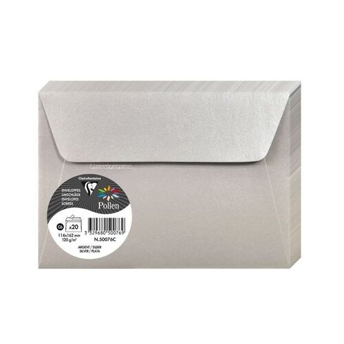Clairefontaine kuverte Pollen 114x162mm 120gr silver 1/20 Cene