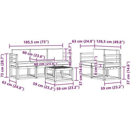 Set vanjskih sofa s jastukom 6 pcs Prirodna i antracit Slike