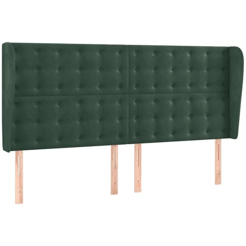 Maison Chic Posteljno vzglavje - Vzglavna omarica - Nočna omarica z ušesi temno zeleno 203x23x118/128 cm žamet, (21709391) Cene