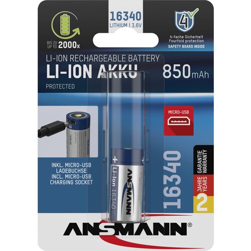 Ansmann 16340 Li-Ion Akku 850mAh 3,6V Micro USB Input 1300-0015 Cijene