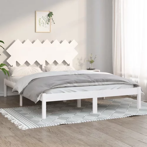 Okvir za krevet bijela 140x190 cm od masivnog drva