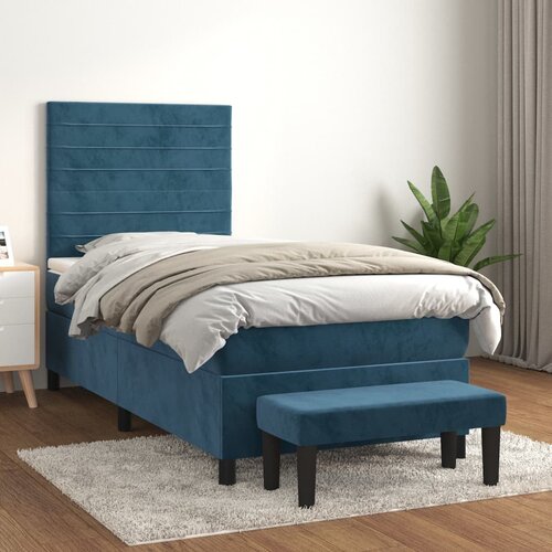  The Living Store Box spring postelja z vzmetnico temno modra 80x200 cm žamet - Box Spring Postelja, (21492441) Slike