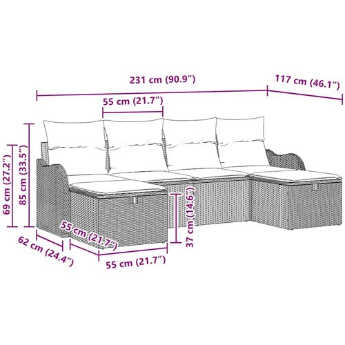  Set sofe s jastukom s pohranom 6 pcs Bež i krema poliratan Slike