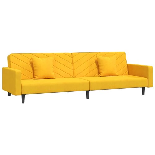 VidaXL Kavč dvosed z leži&amp;scaron;čem in dvema blazinama rumen žamet, (21038255) Slike