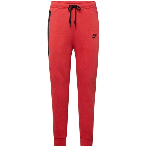 Nike Sportswear Hlače 'TECH FLEECE' crvena melange / crna