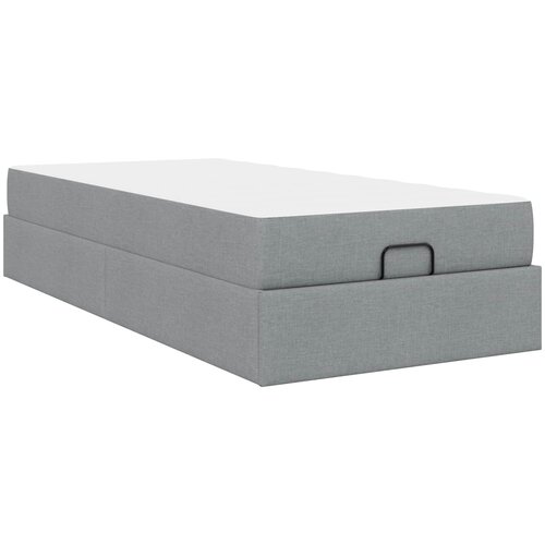  Okvir kreveta s madracem 2 pcs Svjetlosiva tkanina Slike