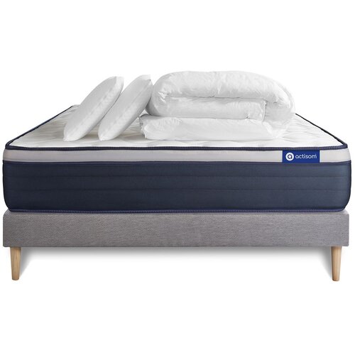 ACTISOM Celoten paket za posteljo - Vzmetnica 200x200 cm + Vzmetnica z letvami (komplet) + 2 vzglavnika + Prevleka - Actimemo Max, (21614148) Cene